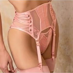 Honey Birdette Rose Gold Pink Jerry Garter Belt Size Small